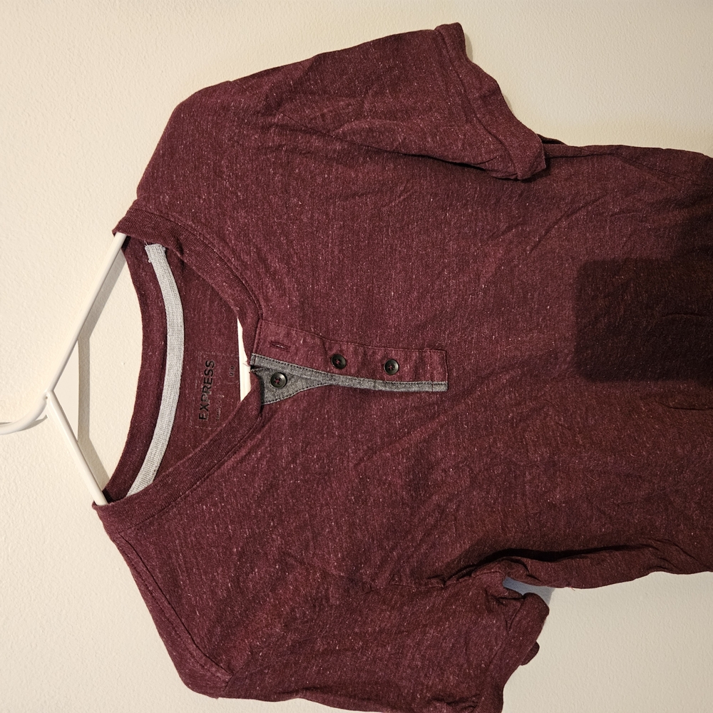 Express Maroon Henley Shirt